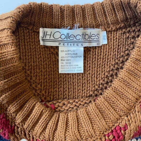 Vintage JH Collectibles Geometric Knit Pullover Sweater Petite Small - Picture 5 of 5